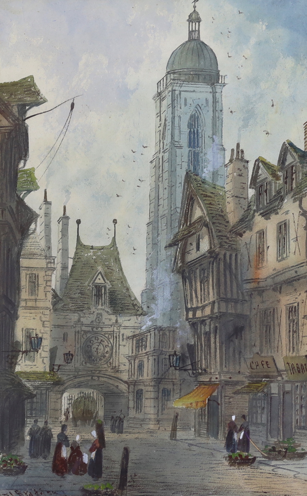 Paul Braddon (British, 1864-1938), pair of watercolours, 'Rouen Square' and 'The Church of St. Martin in Landshut', each signed, 55 x 36cm